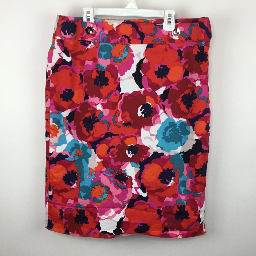 Rafaella Floral High Waist Pencil Skirt sz 12